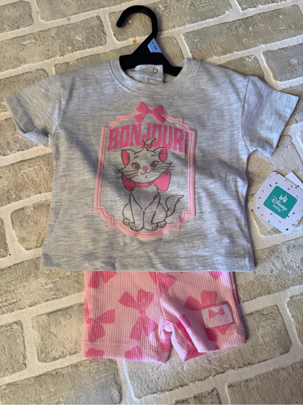 Disney Baby Marie Pink Ribbed Kids Shorts Set